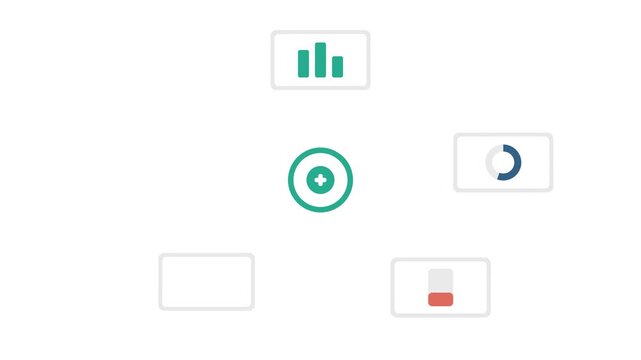 Minimalist Data Visualization UI Icons Set with Central Plus Button