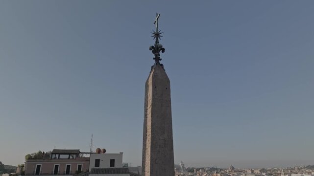 Aerial view of Obelisco Sallustiano in Rome, Italy.