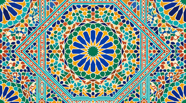 Interior Design Moroccan Geometric Mosaic Pattern Vibrant Star Shapes