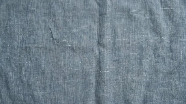 Macro texture of slub cotton chambray woven shirting fabric in steel blue
