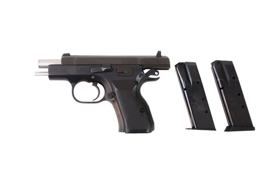 Semi automatic pistol model isolated on white background