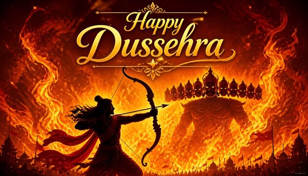 Happy Dussehra and Subh Vijayadashami with ravan dahan