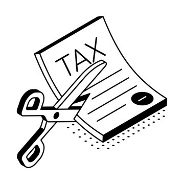 An isometric financial form with scissors and coins represents loan deductions, repayment reductions, account adjustments, and lending calculations.