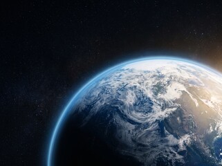 Cinematic View of Planet Earth in Deep Space with Sun Flare © RizalM