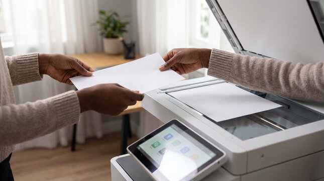 Housing Rental Black Woman Copying Documents at Office