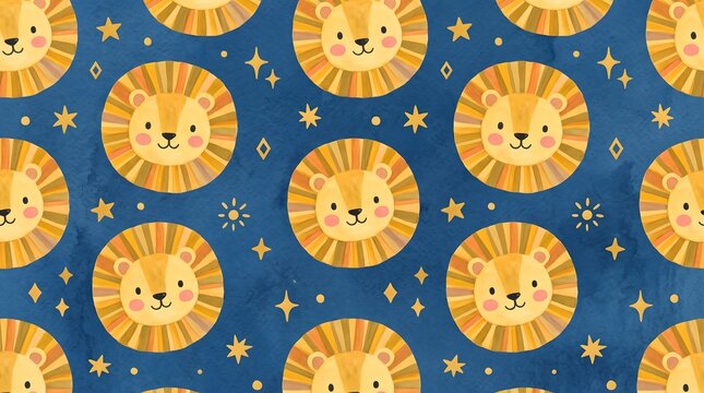 Cute lion pattern background design
