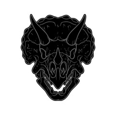 Detailed triceratops skull vector illustration with ornate horns and intricate engraved patterns on a clean white background  © Rizki Rapds