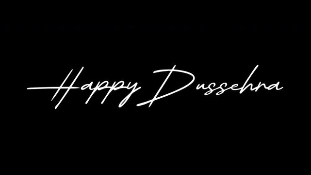 Happy Dussehra handwritten text animation on green screen, designed for Hindu festival greetings, Dussehra celebrations, social media videos, and festive greeting cards.