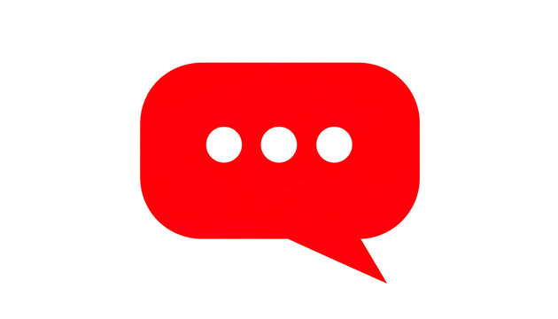 Red chat bubble with three dots inside on a black background