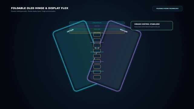 Foldable smartphone display showing flexible oled hinge technology