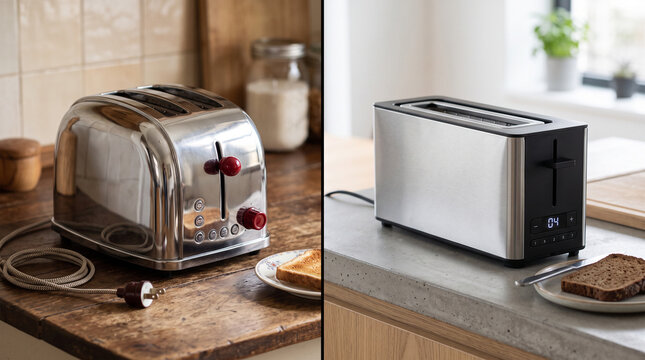 Comparison Between Vintage and Modern Stainless Steel Toaster