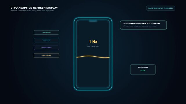 Smartphone screen demonstrating ltpo adaptive refresh rate technology