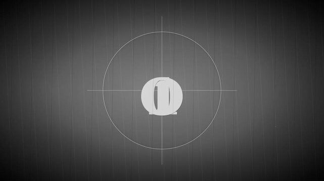 Universal film countdown animation displaying motion numbers for cinema video project