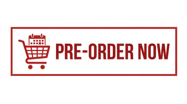 Preorder now button with shopping cart icon isolated on white isolated on transparent background
