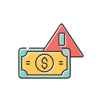 Financial Warning Money Risk Payment Alert Caution Outline Vector Illustration