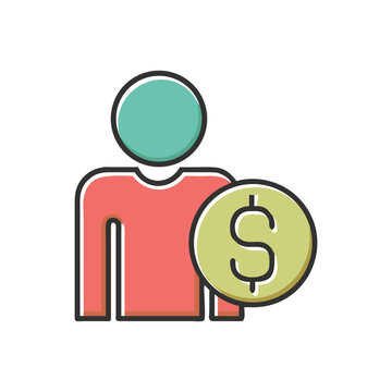 Financial User Income Salary Personal Finance Management Outline Vector Illustration