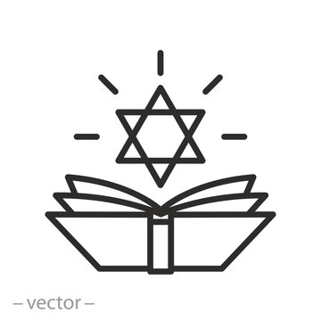 Jewish Torah Book icon. Israel Religion book.