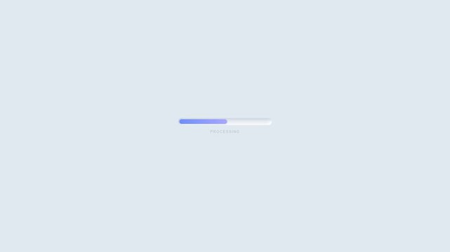 Tech presentations. Minimalist blue progress bar icon on empty screen for web design project ui mockup.