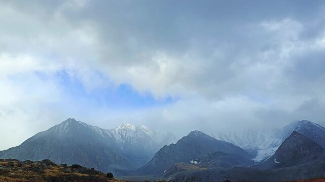 Russia. The Altai Mountains, a mountain range with peaks and glaciers