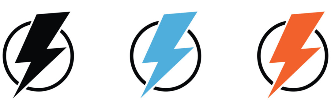 lightning bolt vector icon set, powerful flash symbols for energy, electricity, technology, branding, modern digital design, power symbol collection, dynamic electric graphics, isolated elements, vect