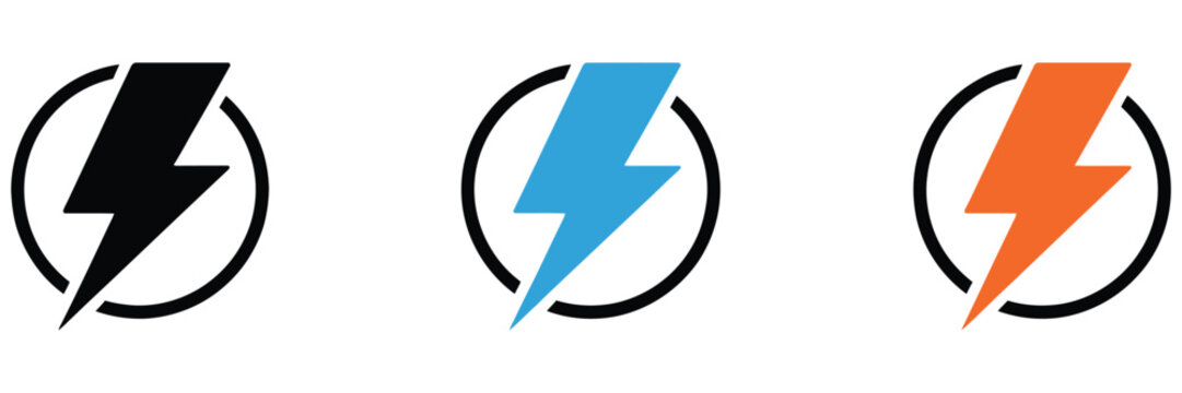lightning bolt vector icon set, powerful flash symbols for energy, electricity, technology, branding, modern digital design, power symbol collection, dynamic electric graphics, isolated elements, vect