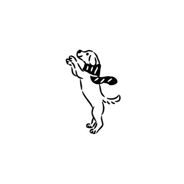 Cute Little Dog jumping with Joy Christmas Clipart