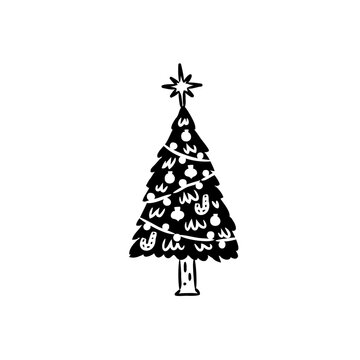 Decorated Christmas Tree with Ornaments and Star