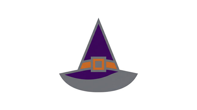 Purple witch hat vector icon illustration isolated on plain white background graphic design