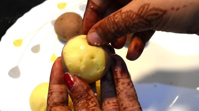 for navratri vrat food peeling potato for making dish