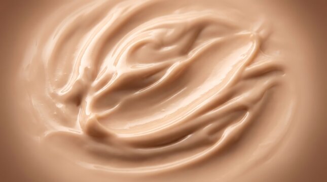 Close up overhead view of smooth cosmetic foundation or cream texture with swirls cosmetic foundation moisturizer skincare background emulsion