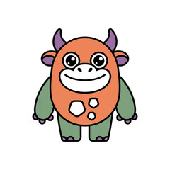 Fototapeta premium Cute Kawaii Monster Character in Flat Vector Style for Halloween