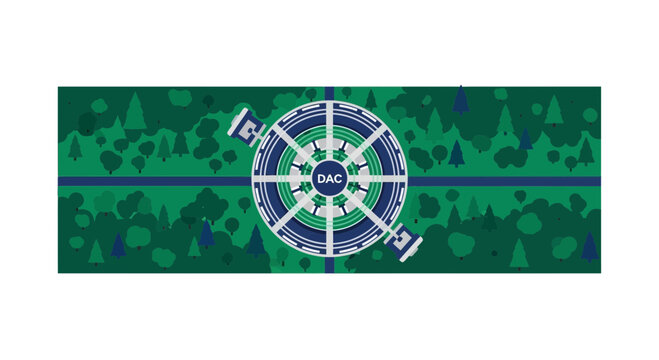 Direct Air Capture DAC Facility in Green Forest, Carbon Sequestration Technology Illustration