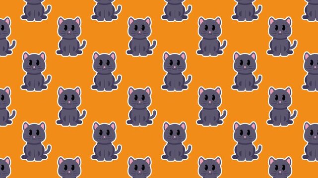 Seamless Loop of Animated Halloween Black Cat