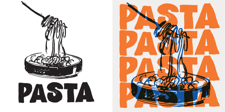 Pasta lover club. Lettering quote for t-shirt design, mug print, bag print, clothes fashion. Sticker print. Lettering art.