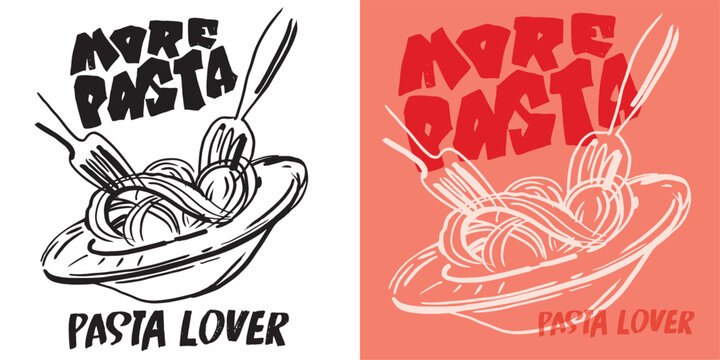 Pasta lover club. Lettering quote for t-shirt design, mug print, bag print, clothes fashion. Sticker print. Lettering art.