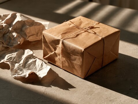 Torn wrapping paper beside a repacked return box for an unwanted Christmas gift