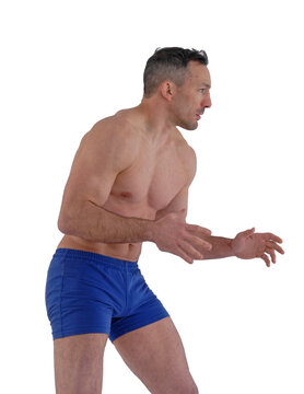 Martial arts fighter isolated on transparent layered background.