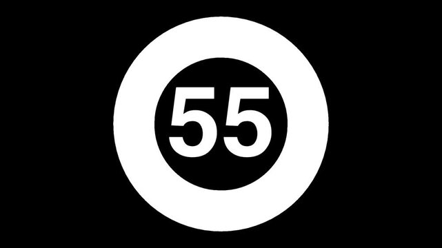 60 Second Countdown Animation with Transparent Background Alpha Channel