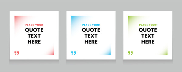 Obraz premium Quote frames blank templates set. Set of speech bubble quotes template. Textbox isolated on a color background. Testimonials text in brackets, citation empty quote bubbles. 