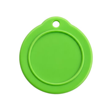 Green circular tag with a hole for attachment