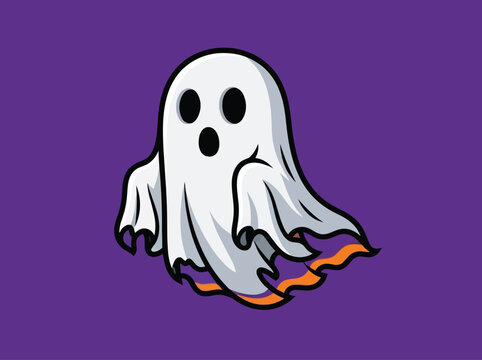 Spooky Flying Sheet Ghost Vector Illustration Halloween Character Clipart