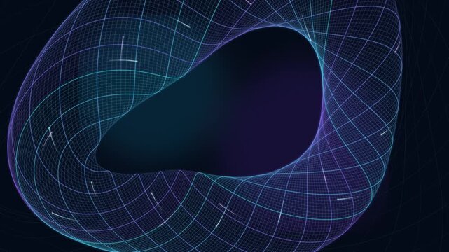 Abstract Quantum Resonance Toroidal Energy Field with Glowing Particle Paths Seamless Loop