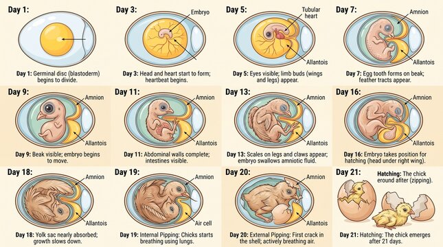 Chicken Egg Embryo Development Stages Infographic Day 1 to 21