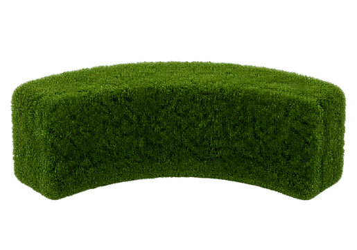 Green Textured Grass Block with Curved Edge Isolated on Transparent Background 