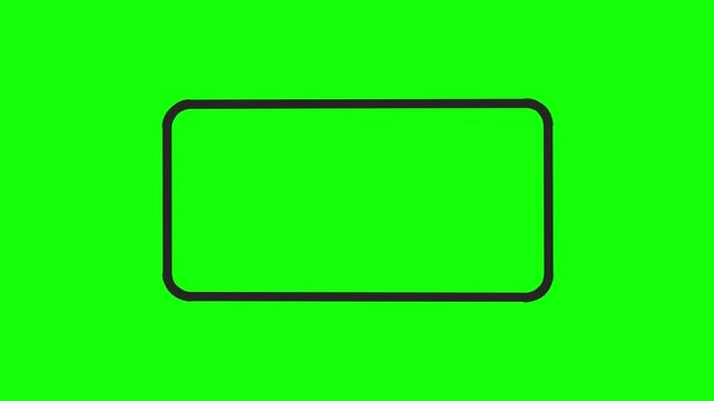 Minimalist black rectangle frame on green screen background, simple geometric border overlay, clean outline box for video editing and compositing