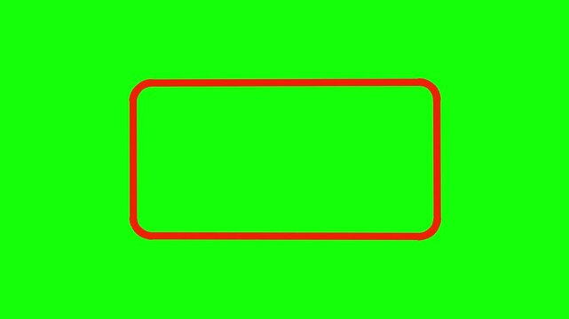 Minimalist brown rounded rectangle frame on green screen background, simple geometric border overlay, clean rectangular outline for video editing