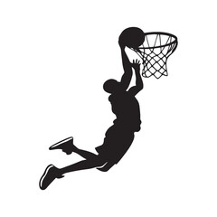 Basketball Player Slam Dunk Silhouette Vector Sports Athlete Icon Art © ummehabiba8715