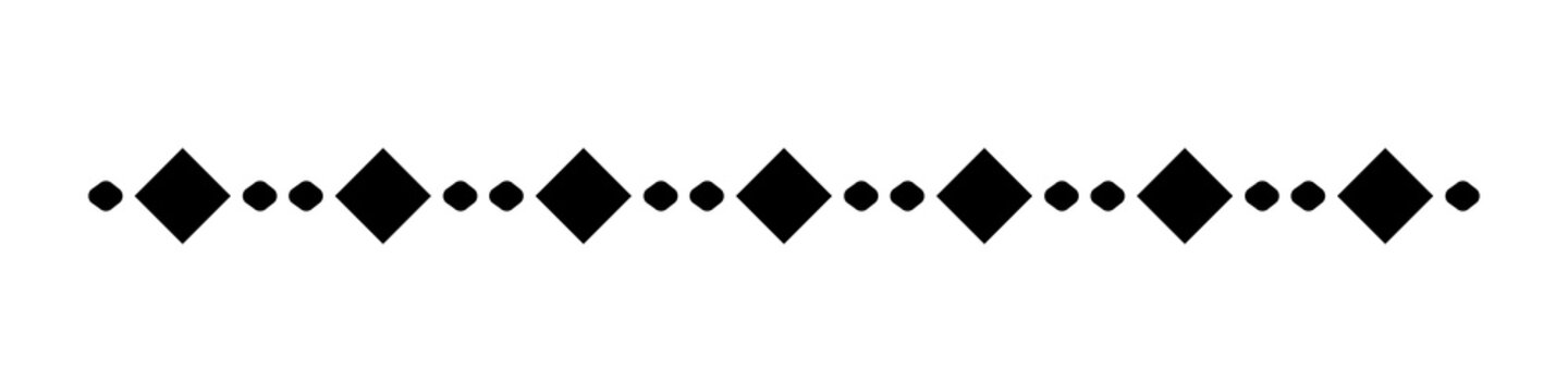 Decorative geometric diamond and dot line border isolated on transparent