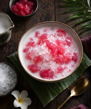 tub tim grob in coconut milk with crushed ice for restaurant menu
