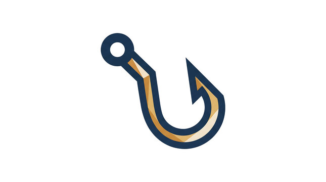 Fishing hook graphic icon isolated on white background for marine hobby design